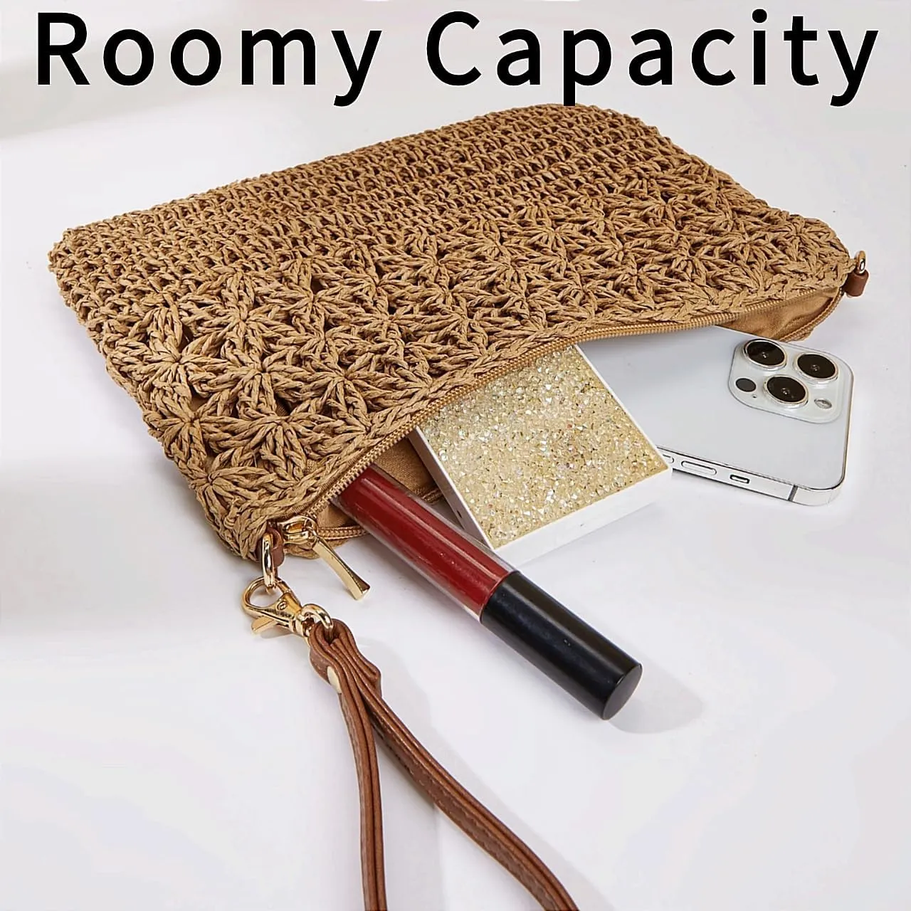 Beach Woven Crochet Bag for Women Straw Hobo Mesh Tote Knit Bags, for Daily Picnic Summer Holiday Travel Vacation