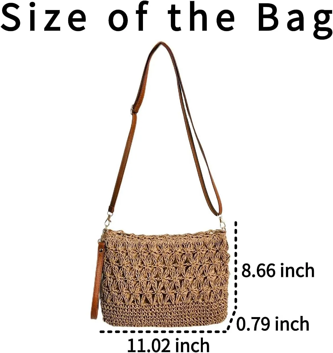 Beach Woven Crochet Bag for Women Straw Hobo Mesh Tote Knit Bags, for Daily Picnic Summer Holiday Travel Vacation