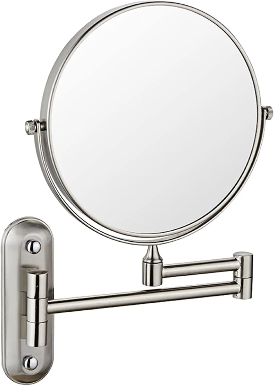 Beauty Mirror,10X Hotel Bathroom Wall Mounted Makeup Mirror, 8 Inch Extendable Mirror Foldable Telescopic Magnifying Double-Sided Shaving Mirror for Bathroom Vanity Brushed Nickel 8 inches 10X