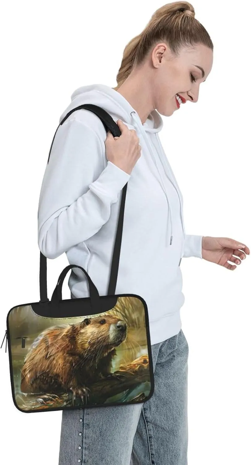 Beaver Print Work Casual Office Laptop Shoulder Messenger Bag 13 inch 14 inch 15.6 inch