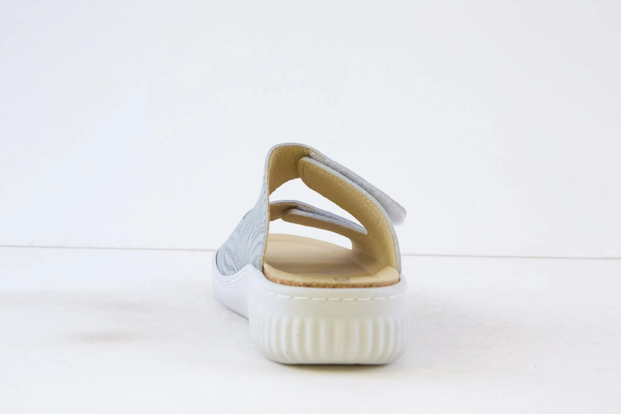 BELVIDA - 47.202 LOW WEDGE VELCRO MULE - SILVER/GREY