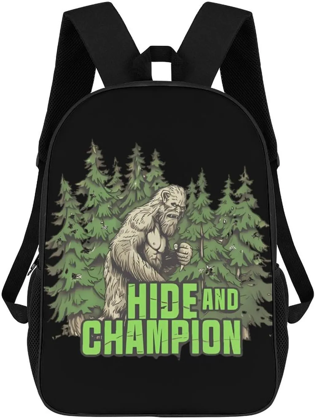 Bigfoot Hide And Champion Printed 17 Inch Backpack Multipurpose Large-capacity Shoulders Daypacks Laptop Bag for Travel Hiking Camping 12.5 X 17 X 5.5 Inch