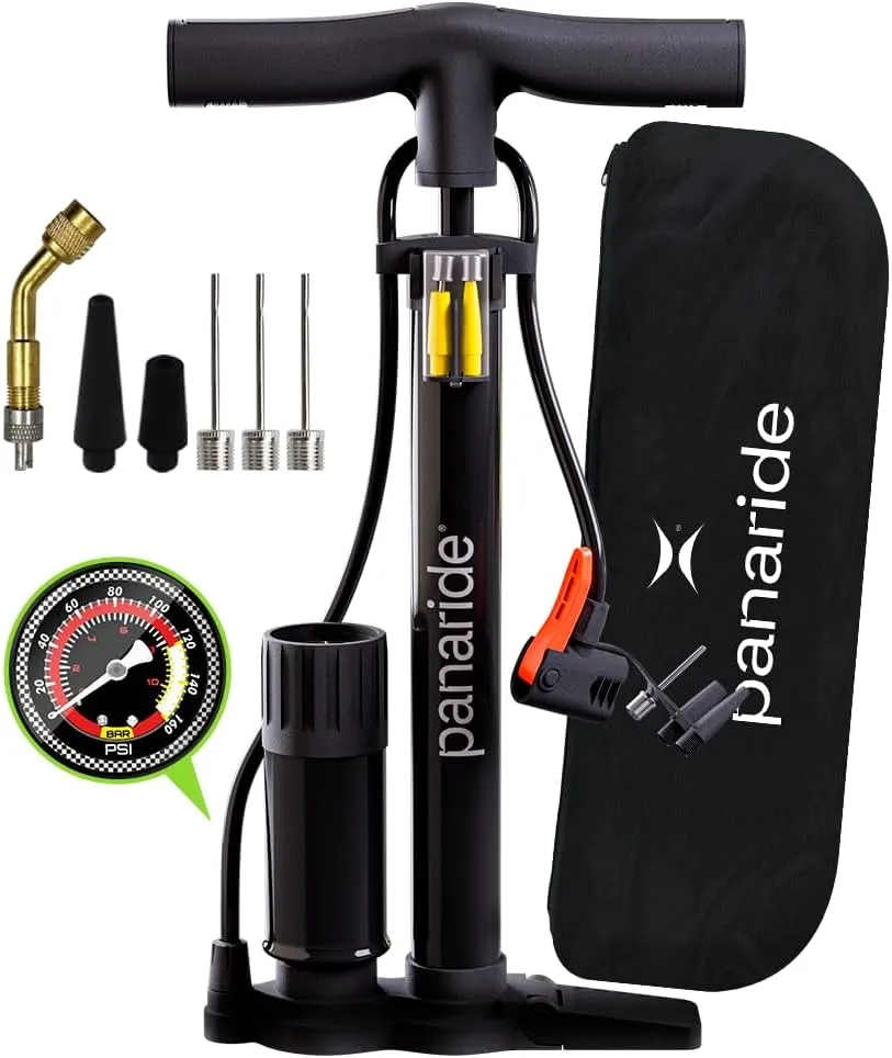 Bike Pump Floor, Advanced Bike Tire Inflator, Bicycle Hand Air Pump with Dual Presta and Schrader Valves, Handheld Bike Pump, Suitable for Road and Mountain Bikes, Baby Stroller, Balls