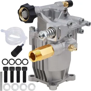 Biswing Pressure Washer Pump, 3/4" Shaft Horizontal Axial Plunger, 3400 PSI Max, 2.5 GPM, Replacement Pumps for Cold Water Gas Power Pressure Washer
