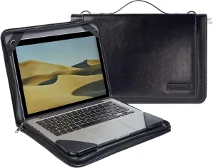 Black Leather Laptop Messenger Case - Compatible with Dell Precision 3480 14" Workstation