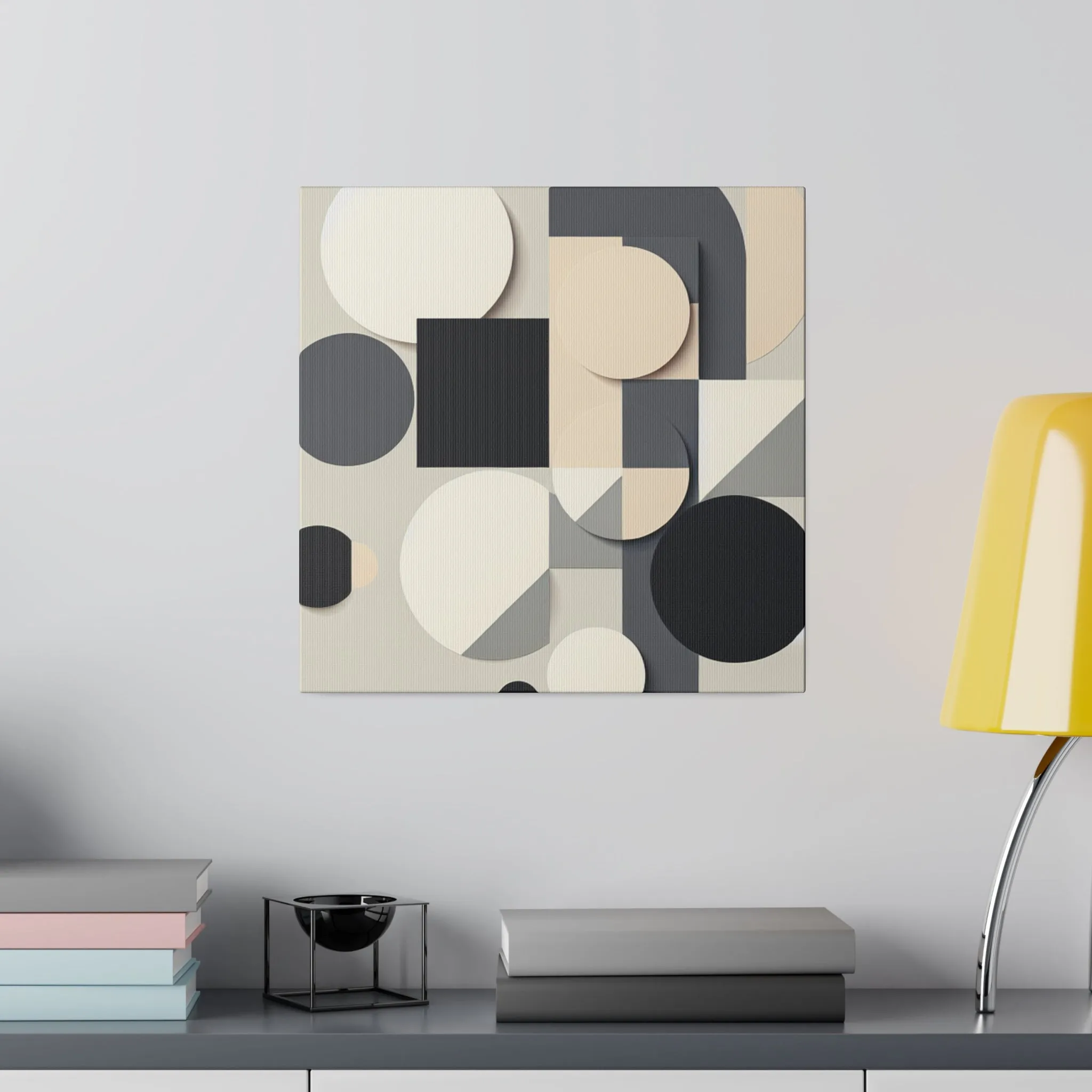Black White Beige Geometric Abstract Wall Decor Painting Canvas