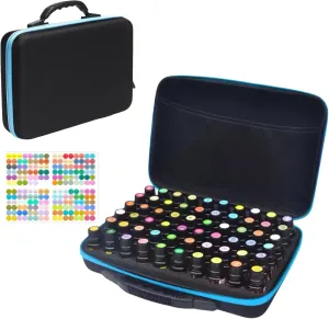 BLIRITEL 60 Bottles EVA Essential Oils Organizer, Hard Shell Essential Oil Storage Carrying Case, Essential Oils Holder Traveling Bag with Foam Insert, Holds 5ml,10ml,15ml Essential Oils (Blue)