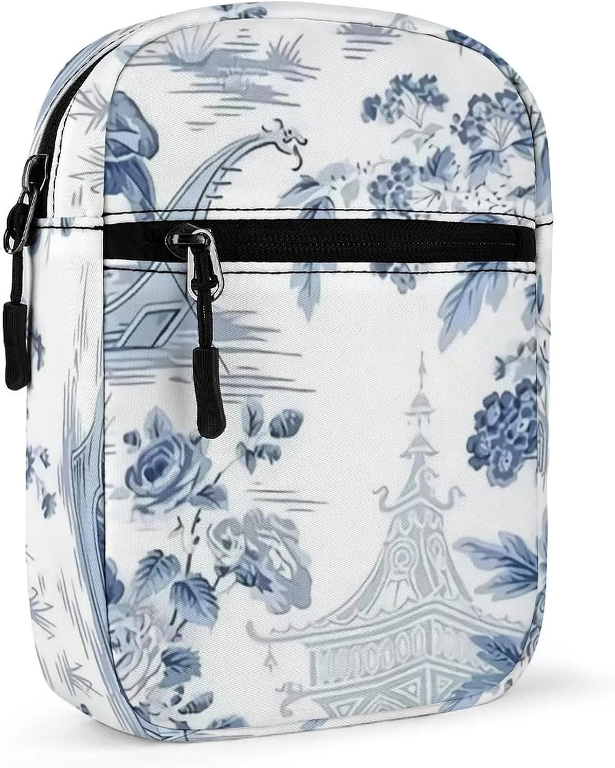 Blue Chinese Landscape Painting Crossbody Bag Small Shoulder Bag Waterproof, Lightweight And Convenient