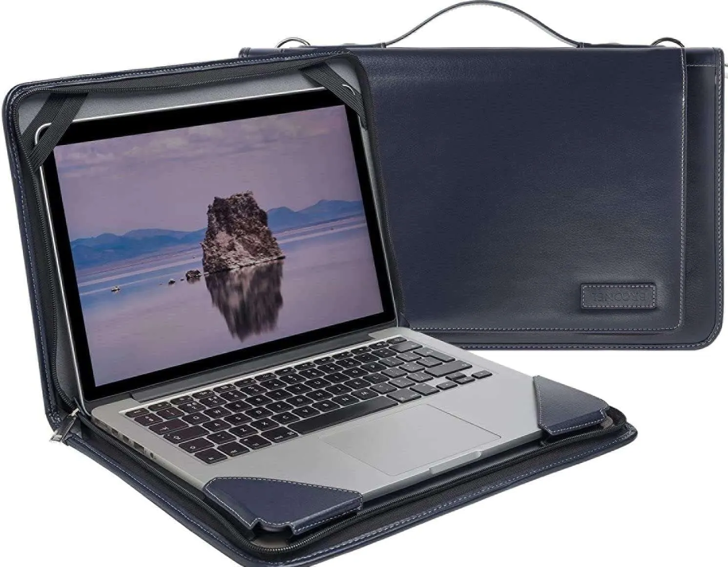 Blue Leather Laptop Messenger Case - Compatible with Dell Precision 5750 17.3" Mobile Workstation