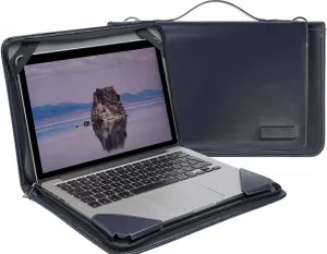 Blue Leather Laptop Messenger Case - Compatible with Dell Precision 5750 17.3" Mobile Workstation
