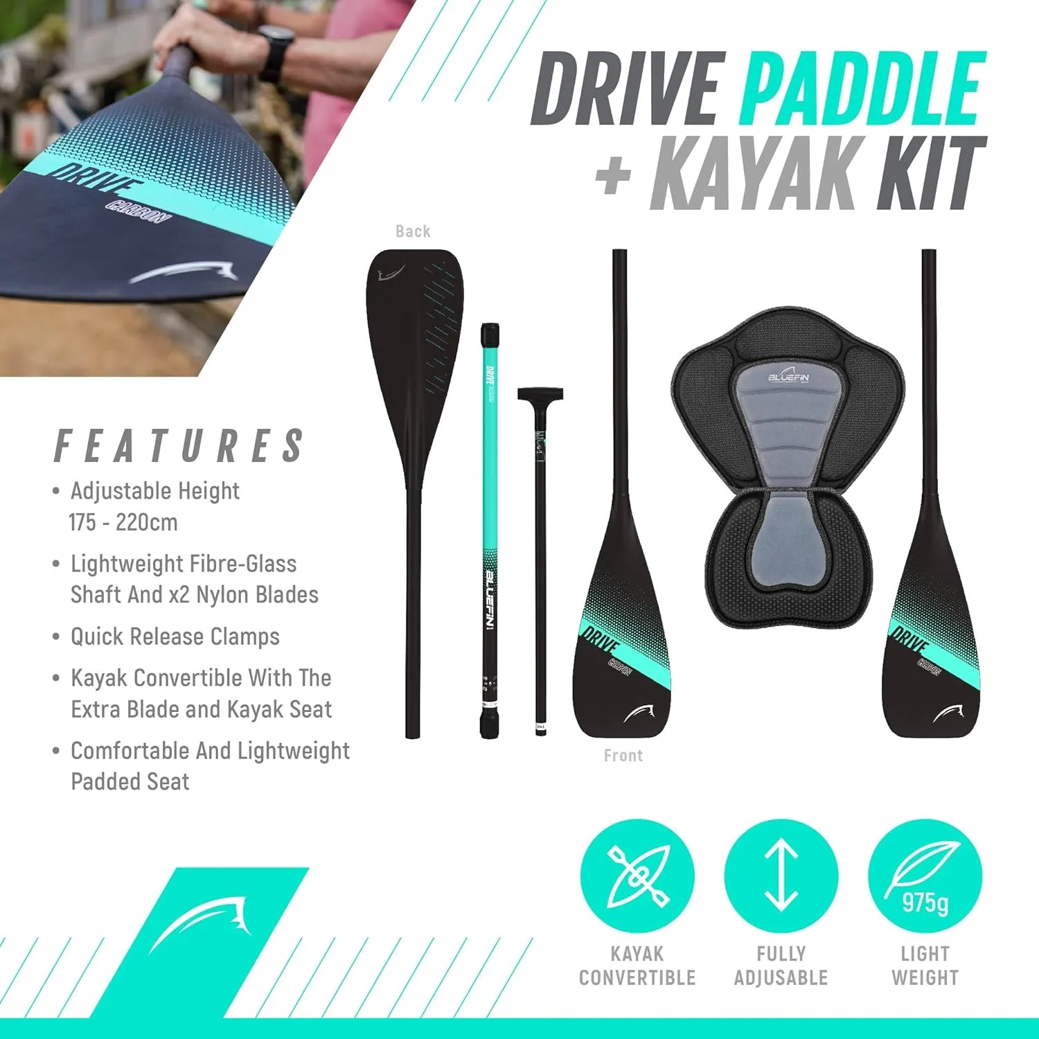 Bluefin® Cruise SUP Boards Premium Stand Up Inflatable Paddle Board Stable Design Non-Slip Design with Fibreglass Paddle & Accessories 5 Year Warranty Multiple Sizes for Adults