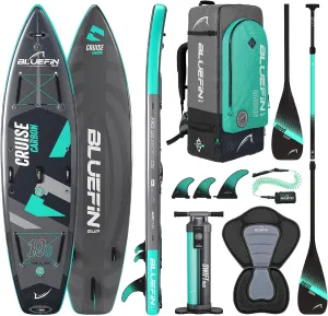 Bluefin® Cruise SUP Boards Premium Stand Up Inflatable Paddle Board Stable Design Non-Slip Design with Fibreglass Paddle & Accessories 5 Year Warranty Multiple Sizes for Adults