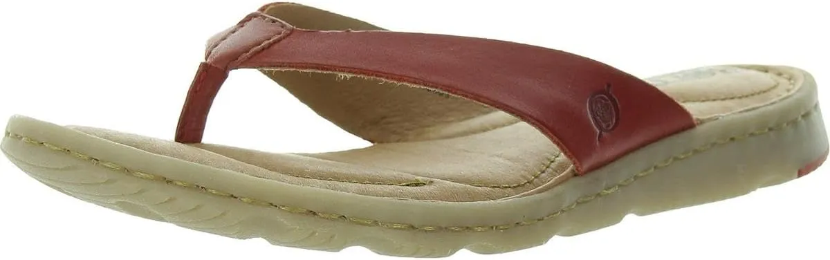 BORN Womens Padded Insole Leather Flip-Flops