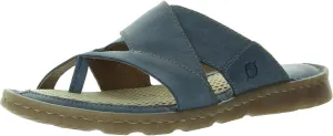 BORN Womens Solid Leather Flip-Flops Blue 8 Medium (B,M)
