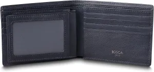 Bosca Navayo Slim 10 Pocket Wallet w/Removeable Flip I.D Passcase Blue-Black
