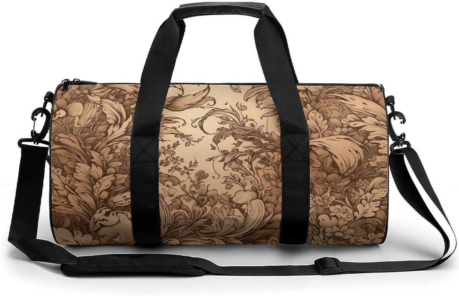 Brown Engraved Lines Duffel Bag for Men Women Gym Bag Sports Small Overnight Bag for Travel Weekender