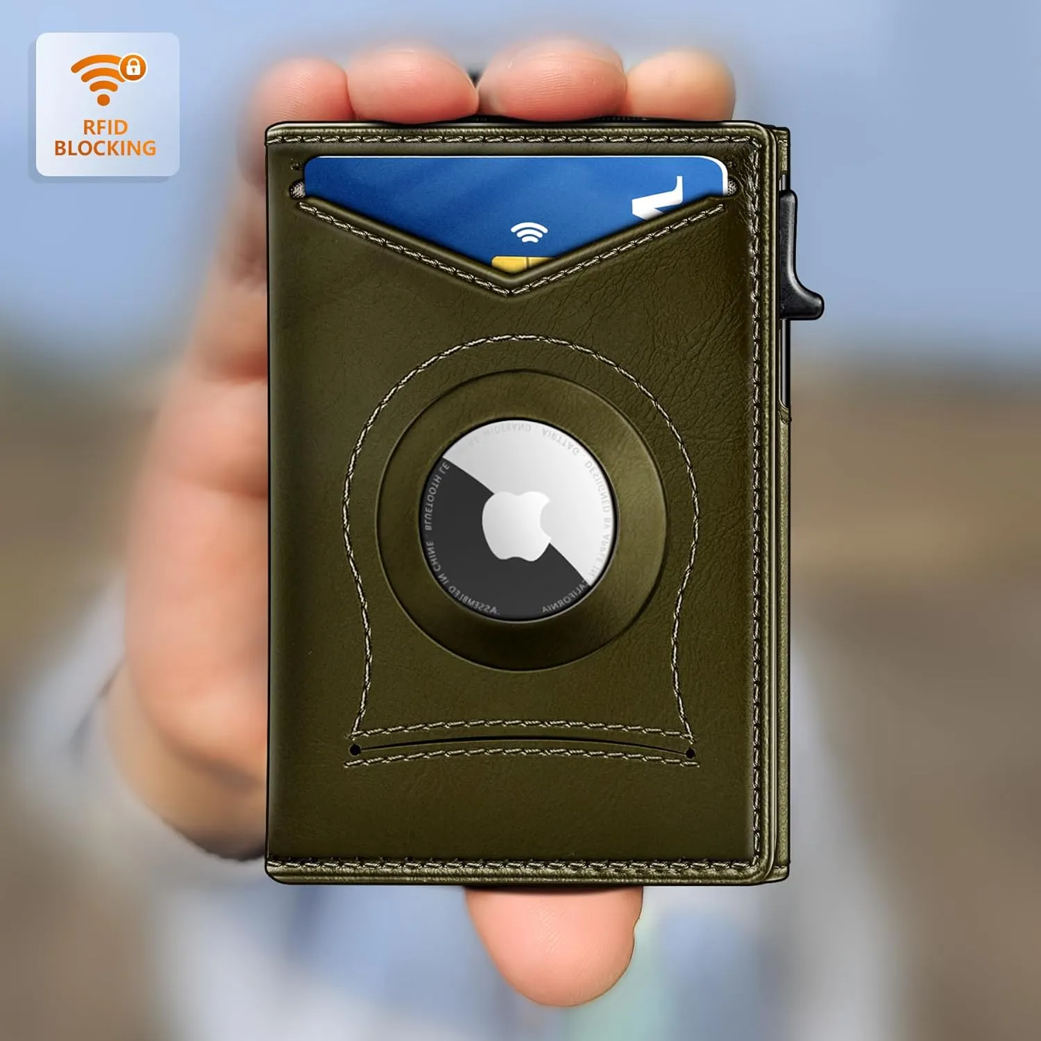 BULLIANT Money Clip Wallet,Mens Gift Slim Wallet Credit Card Holder Airtag&Standard Use 9Cards-Metal Case in Magnetic Flip Shell