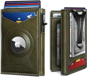 BULLIANT Money Clip Wallet,Mens Gift Slim Wallet Credit Card Holder Airtag&Standard Use 9Cards-Metal Case in Magnetic Flip Shell
