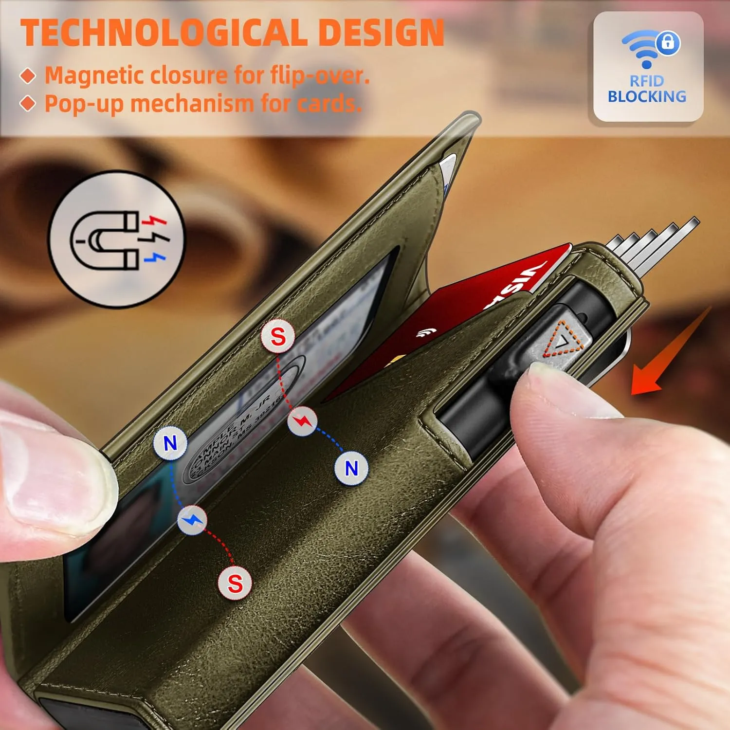 BULLIANT Money Clip Wallet,Mens Gift Slim Wallet Credit Card Holder Airtag&Standard Use 9Cards-Metal Case in Magnetic Flip Shell