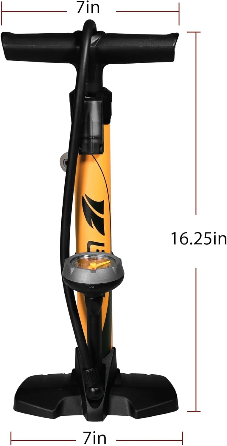 BV Bicycle Pump Durable Bike Floor Pump 17/24 inch Smart Valve Head, 160 psi, Automatically Reversible Presta and Schrader