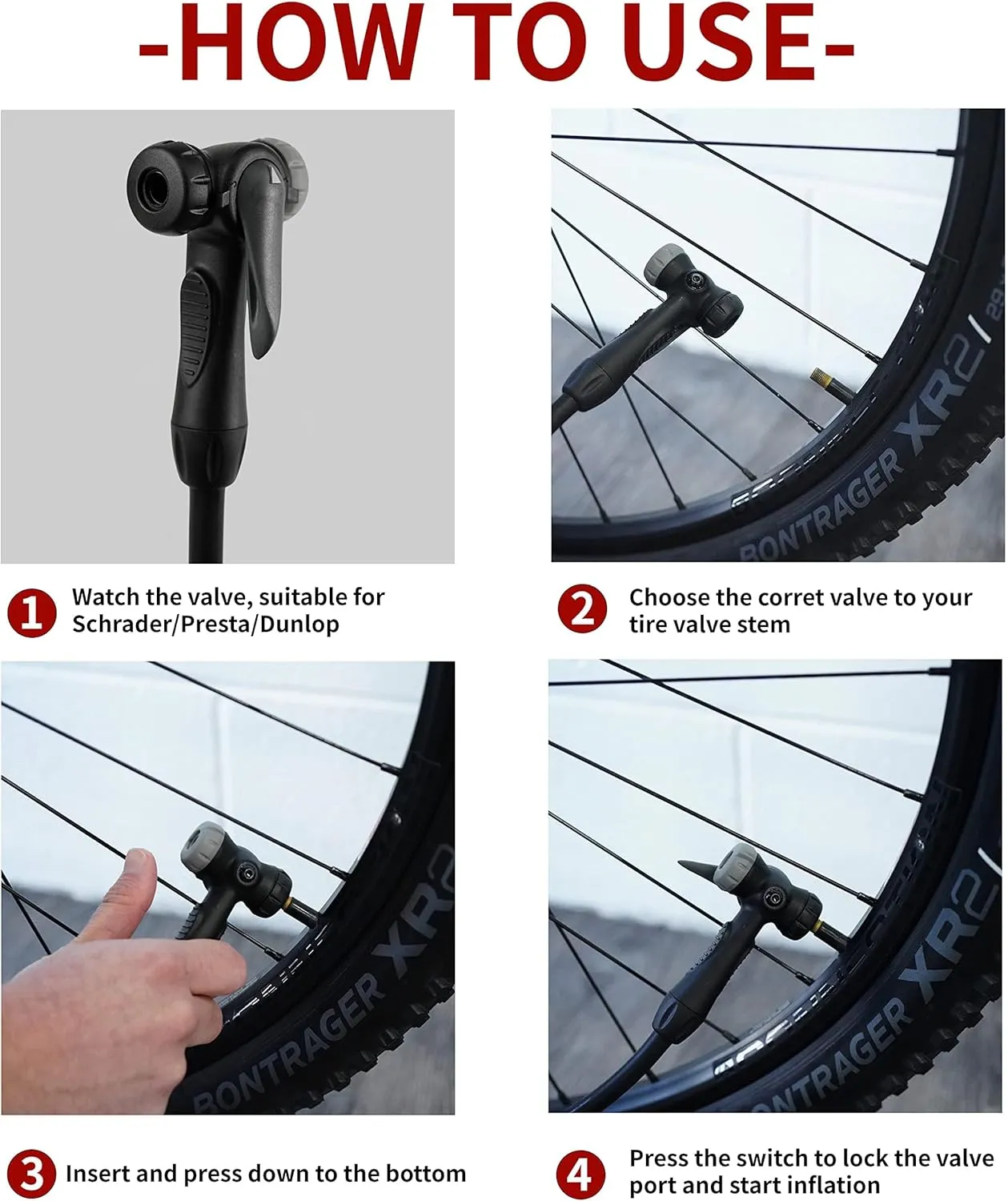 BV Bicycle Pump Durable Bike Floor Pump 17/24 inch Smart Valve Head, 160 psi, Automatically Reversible Presta and Schrader