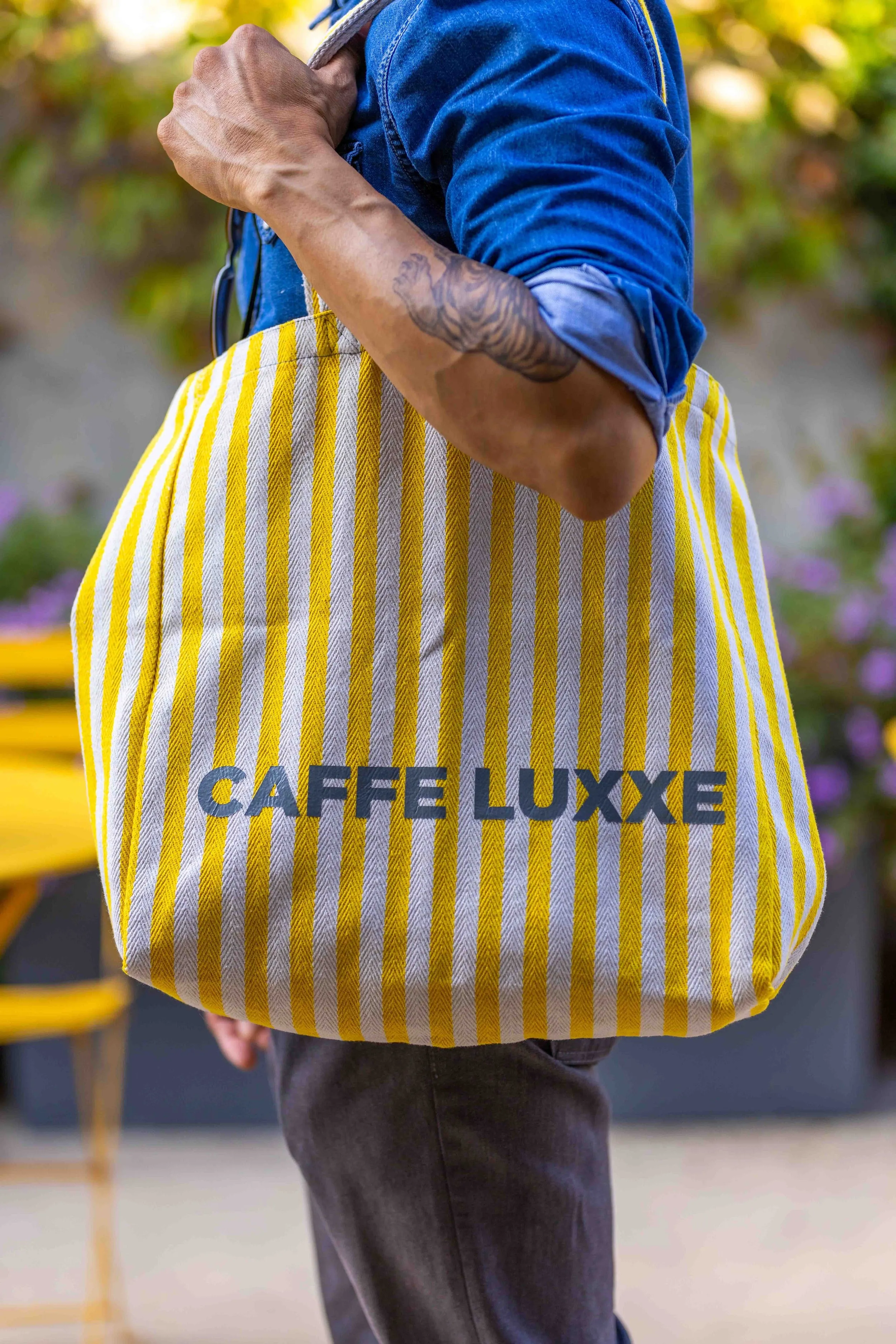 Caffe Luxxe Striped Tote Bag