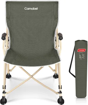 Camabel Folding Camping Chairs Oversized Heavy Duty Padded 400 LBS Beach Chair Portable Outdoor Lawn Chairs with Storage Bag and Carry Bag for Sporting Hiking Picnics Fishing Army Green
