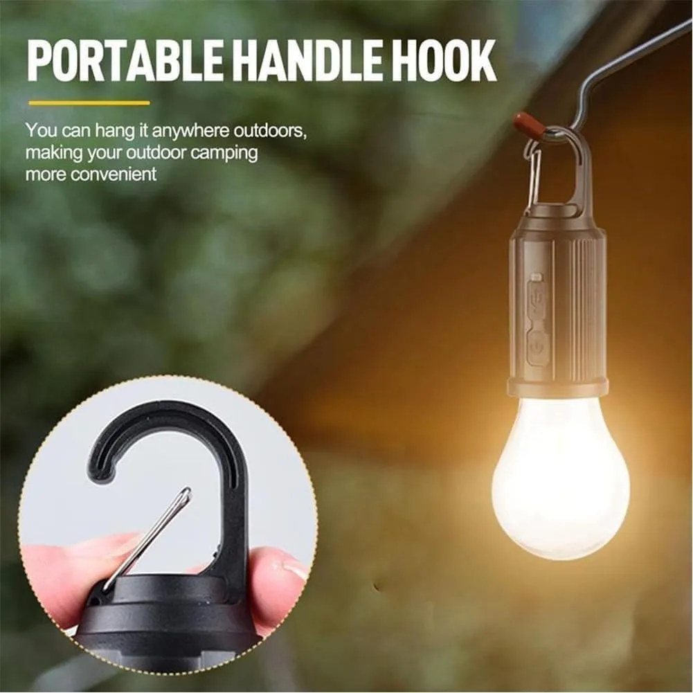 Camp Light Bulbs,Camp Bulb Pack,Solar Rechargeable Hooked Camping Light,Outdoor Household Tungsten Lights,Tent Lights Battery Powered with Clip Hook,for Hiking,Camping, Fishing(Flat Bottom,4pcs)