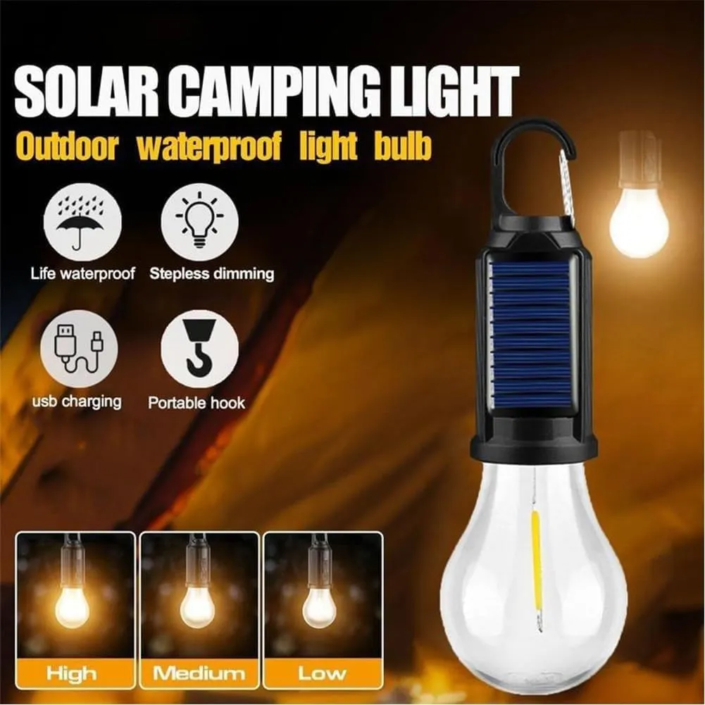 Camp Light Bulbs,Camp Bulb Pack,Solar Rechargeable Hooked Camping Light,Outdoor Household Tungsten Lights,Tent Lights Battery Powered with Clip Hook,for Hiking,Camping, Fishing(Flat Bottom,4pcs)