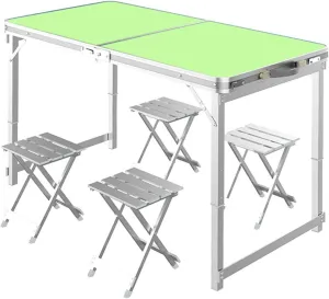Camp Table 1.2m Square Tube Folding Table Outdoor Camping Picnic BBQ Fishing Household Simple Dining Desk Portable Beach