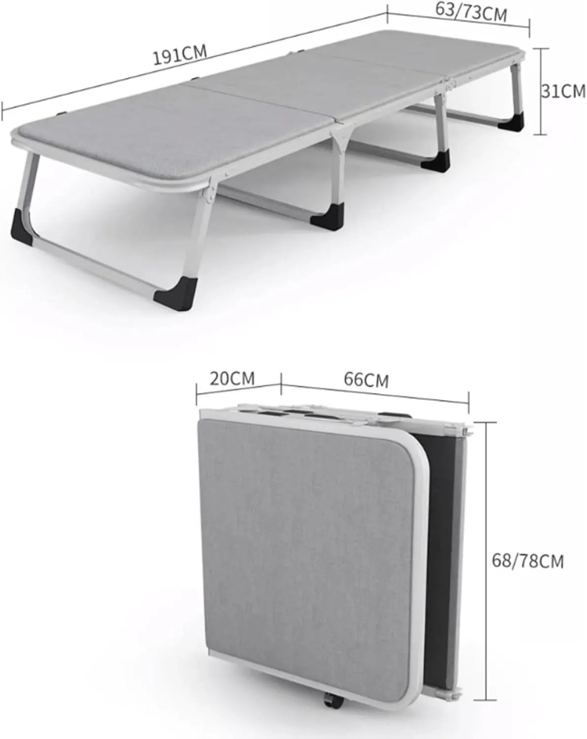 Camping cot Folding Bed Rollaway Guest Beds for Adults Space-Saving Sturdy Metal Frame Convenient Storage for Guest Room, Small Apartment Folding cot