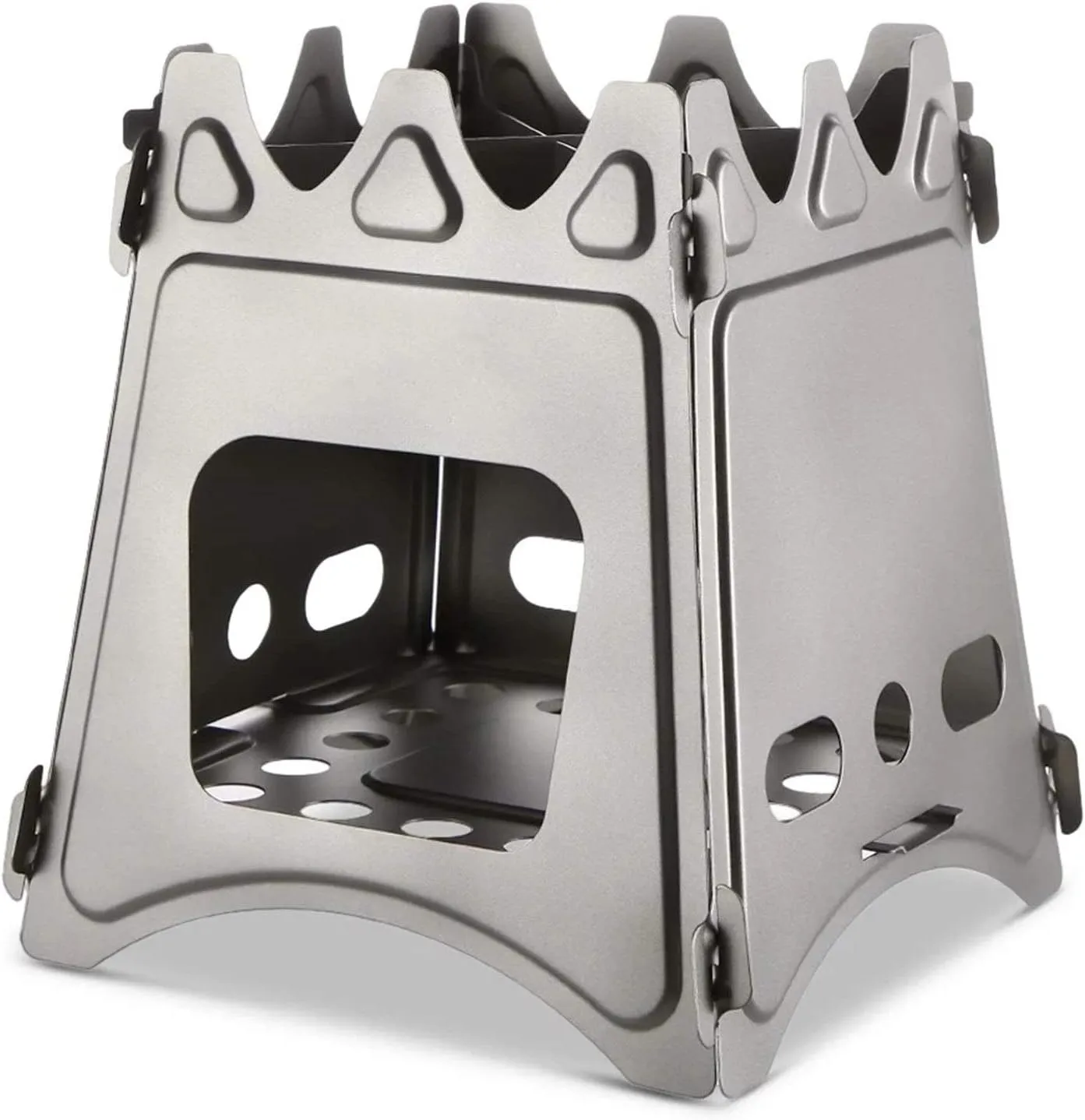 Camping Stove Folding Fuel Camp Stove Titanium Wood Burning Stove Backpacking Stove (Color : Silver, Size : One Size) (Silver One Size)