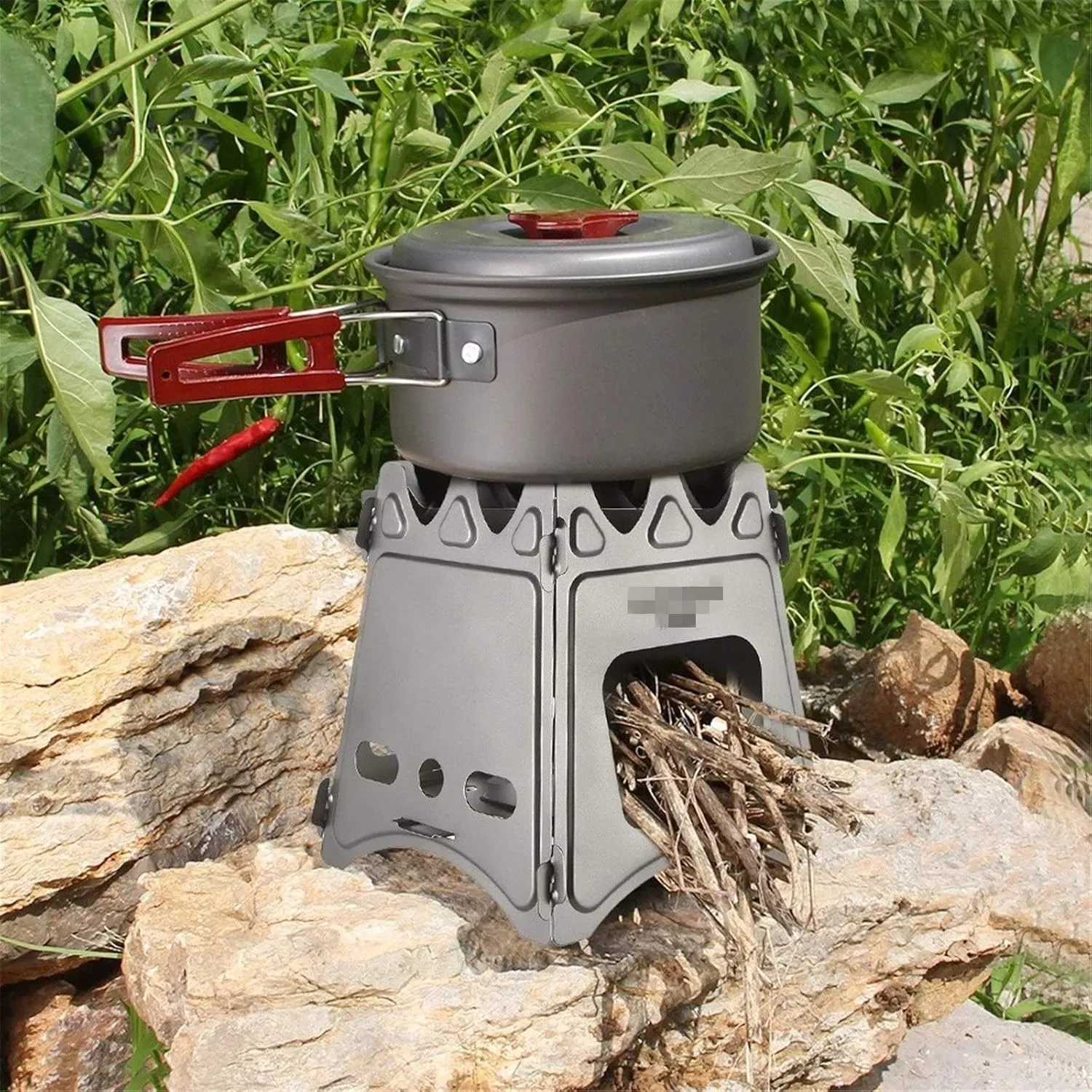 Camping Stove Folding Fuel Camp Stove Titanium Wood Burning Stove Backpacking Stove (Color : Silver, Size : One Size) (Silver One Size)