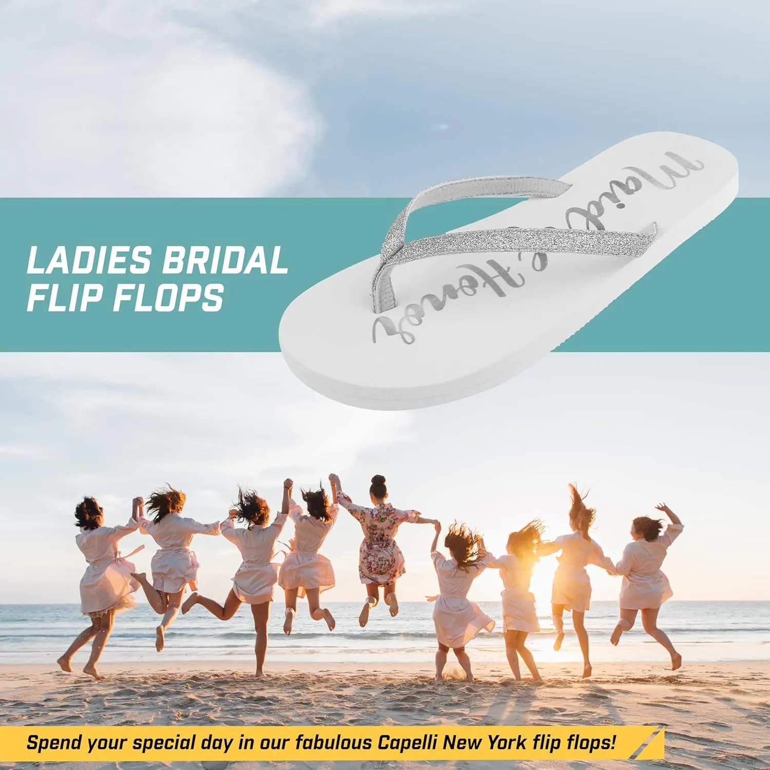 Capelli New York Ladies Glitter and Foil Bride EVA Flip Flops