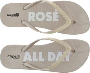 Capelli New York Rose All Day Printed Ladies Flip Flop Rose Gold 10