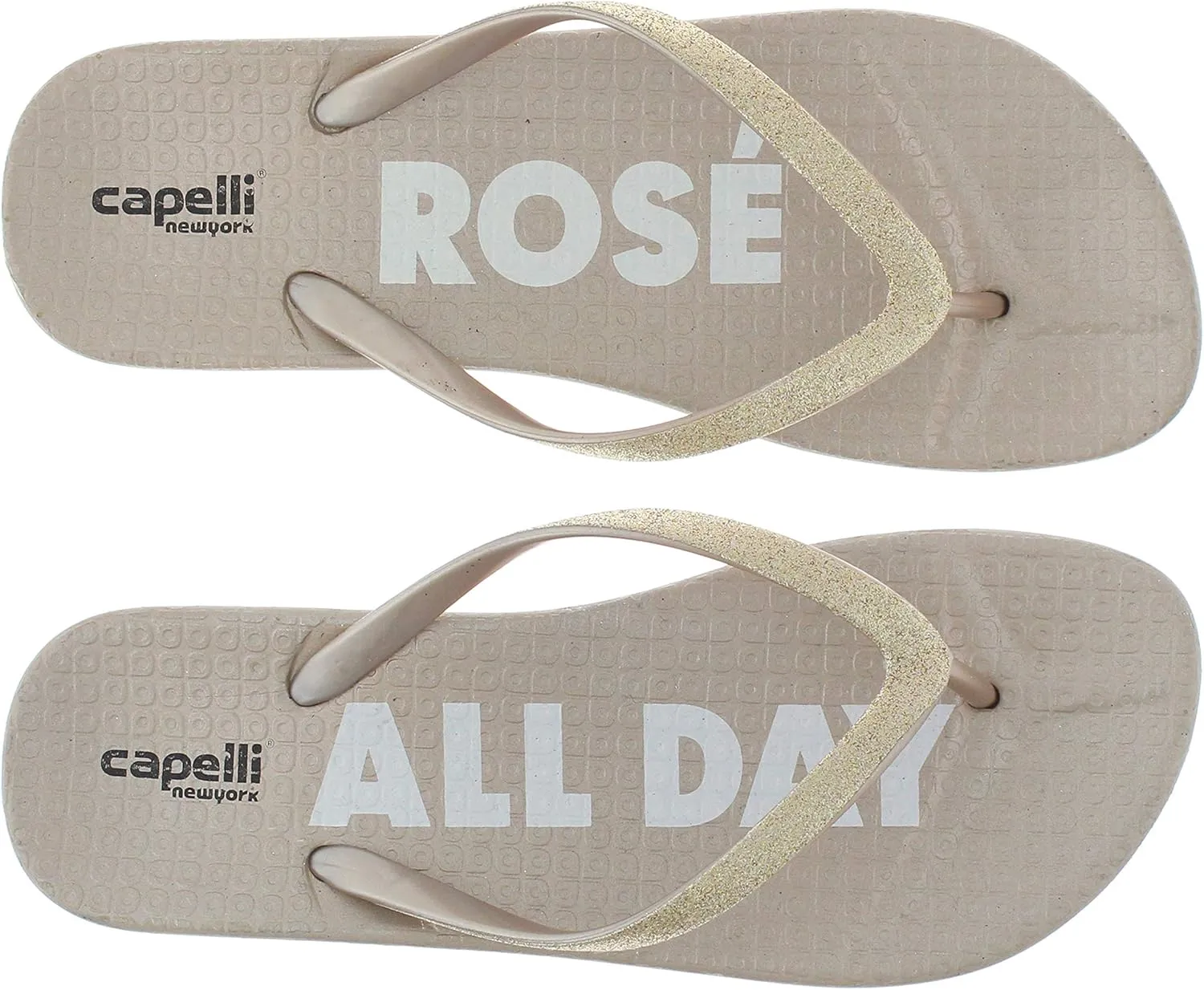 Capelli New York Rose All Day Printed Ladies Flip Flop Rose Gold 10