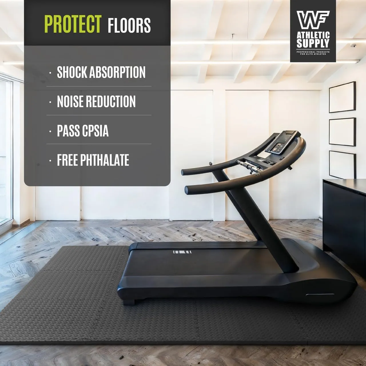 CAPHAUS Interlocking Exercise Foam Mats, Diamond, Tatami, T Pattern 1-Inch Thickness Gym Flooring Tiles, Extra Thick Eva Foam Fitness Equipment Mat & Home Protective Flooring Cushion, Black & Blue