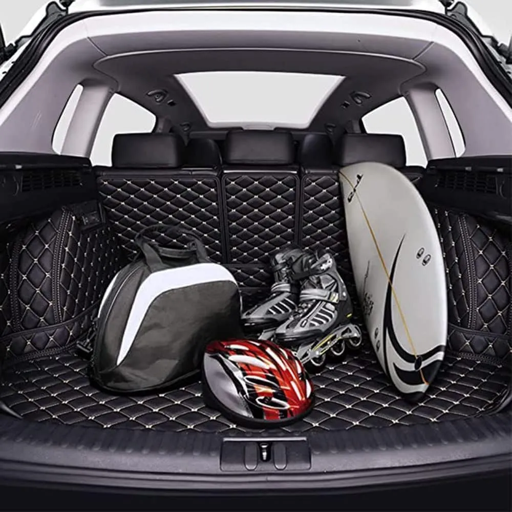 Car Full Coverage Boot Liner for Genesis G80 EV 2022 2023 2024 2025 Pure Electric, Antislip Carpets Anti-Scratch Leather Rear Trunk Protector Mat,A/Beige