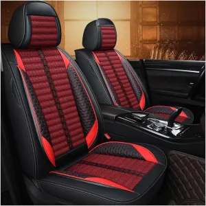 Car Seat Covers for Nissan Qashqai J10 Visia/Acenta/I-Way/Tekna 2006-2013,Linen Leather Seat Covers Seat Covers Front Seats and Rear Seat Car Seat Covers Accessories,Red