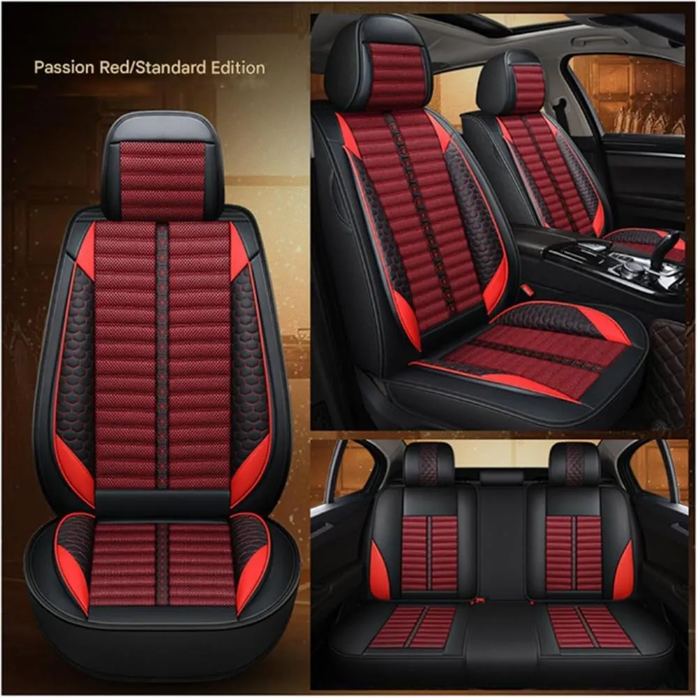 Car Seat Covers for Nissan Qashqai J10 Visia/Acenta/I-Way/Tekna 2006-2013,Linen Leather Seat Covers Seat Covers Front Seats and Rear Seat Car Seat Covers Accessories,Red