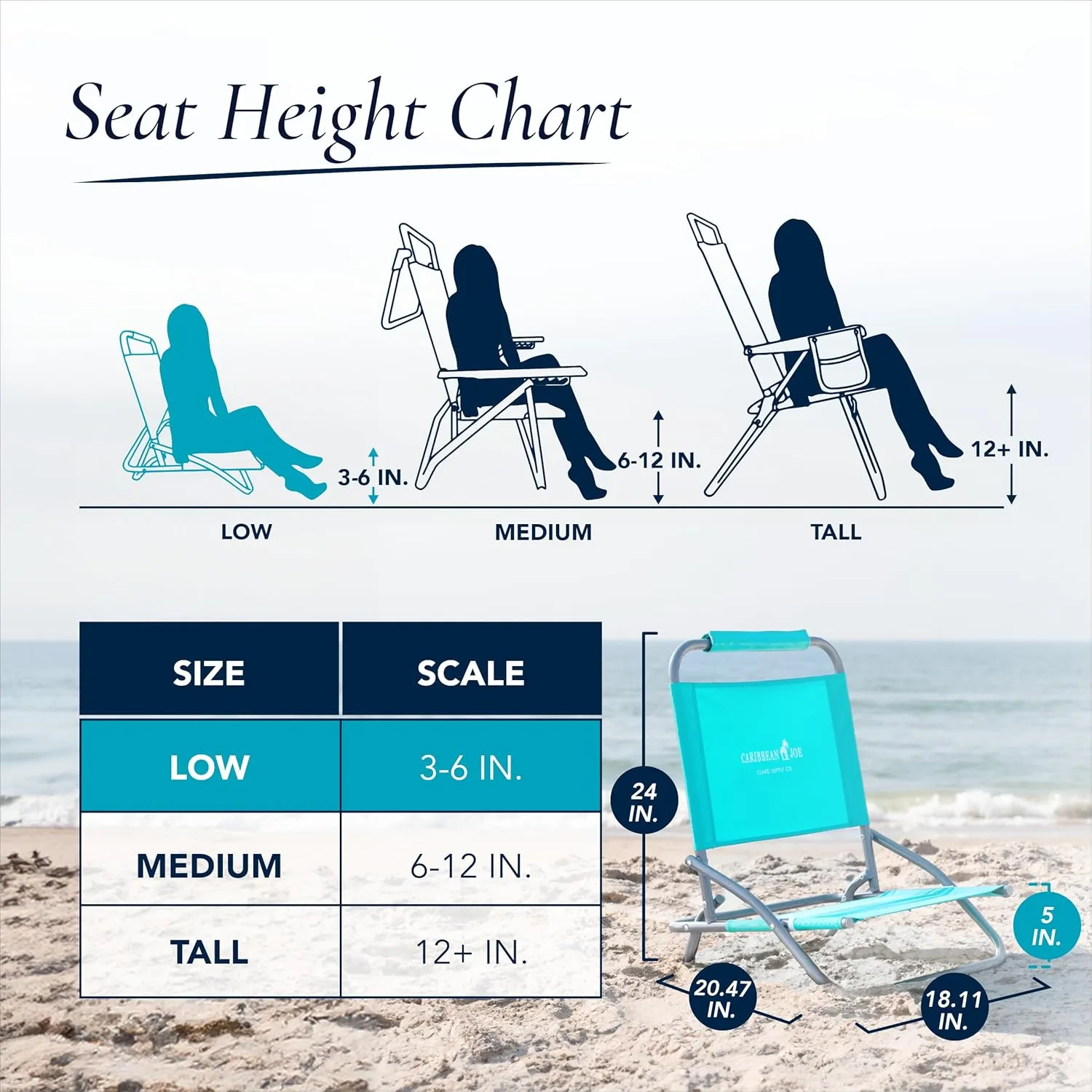 Caribbean Joe Folding Beach Chair, 1 Position Lightweight and Portable Foldable Outdoor Camping Chair, Teal