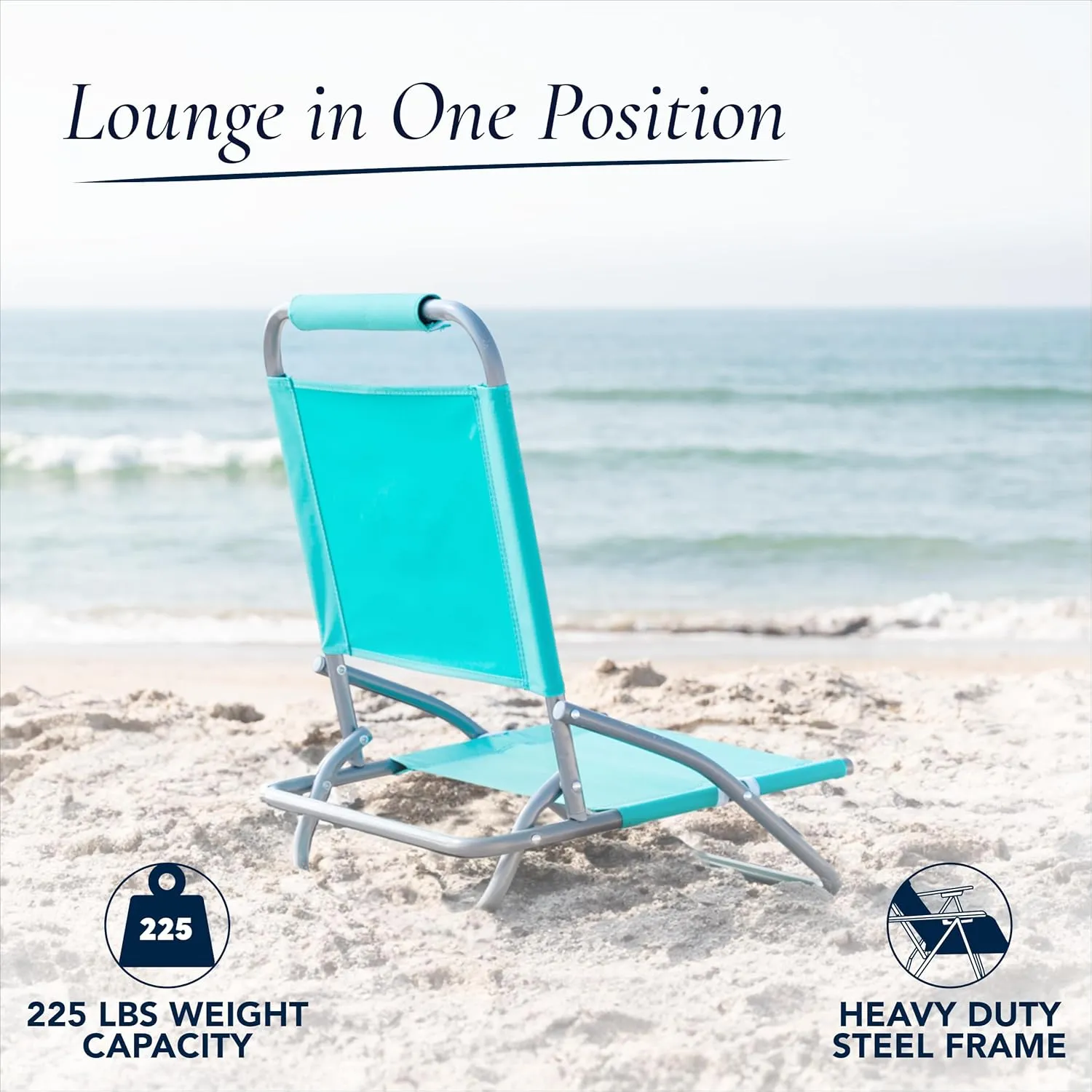 Caribbean Joe Folding Beach Chair, 1 Position Lightweight and Portable Foldable Outdoor Camping Chair, Teal