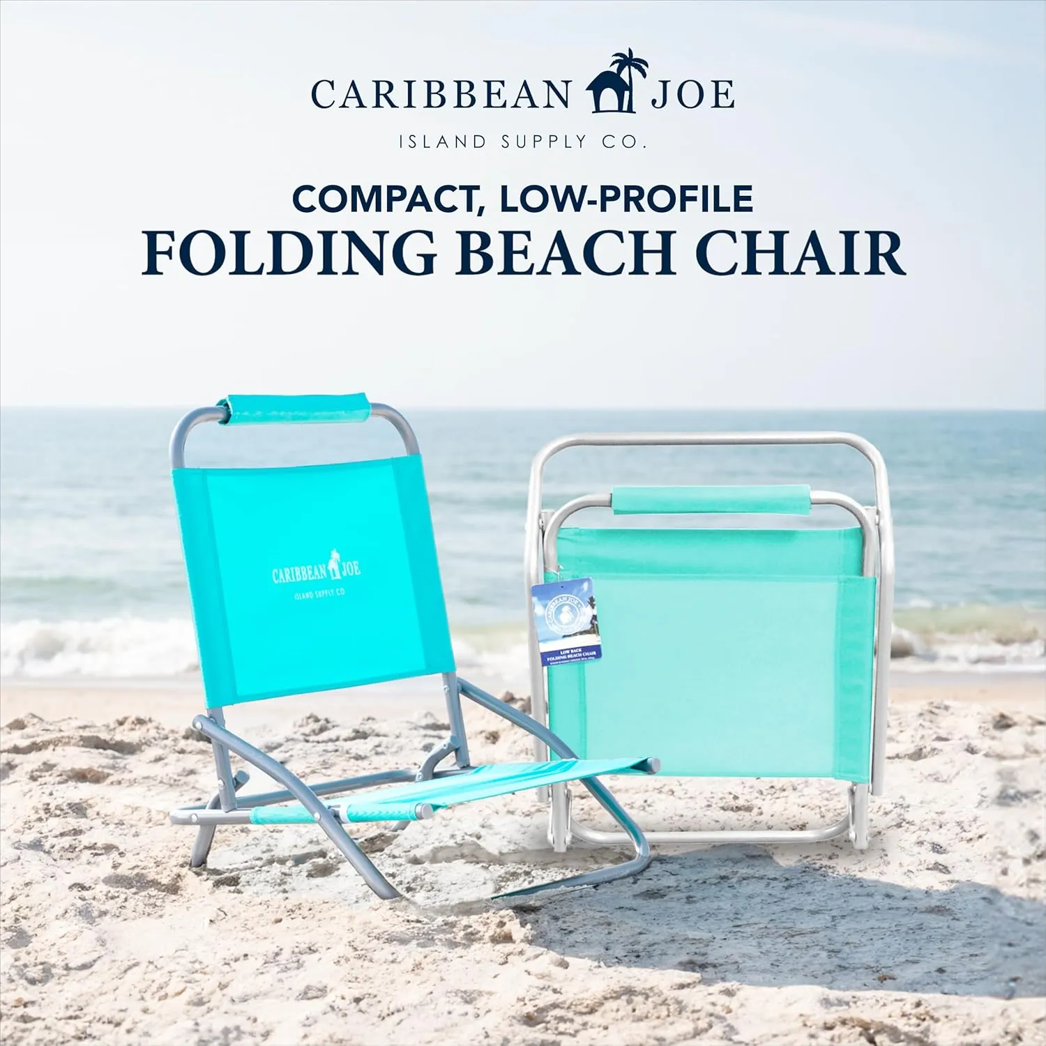 Caribbean Joe Folding Beach Chair, 1 Position Lightweight and Portable Foldable Outdoor Camping Chair, Teal