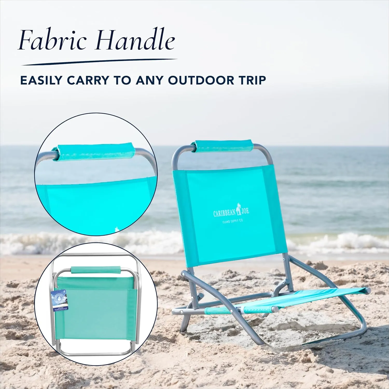 Caribbean Joe Folding Beach Chair, 1 Position Lightweight and Portable Foldable Outdoor Camping Chair, Teal