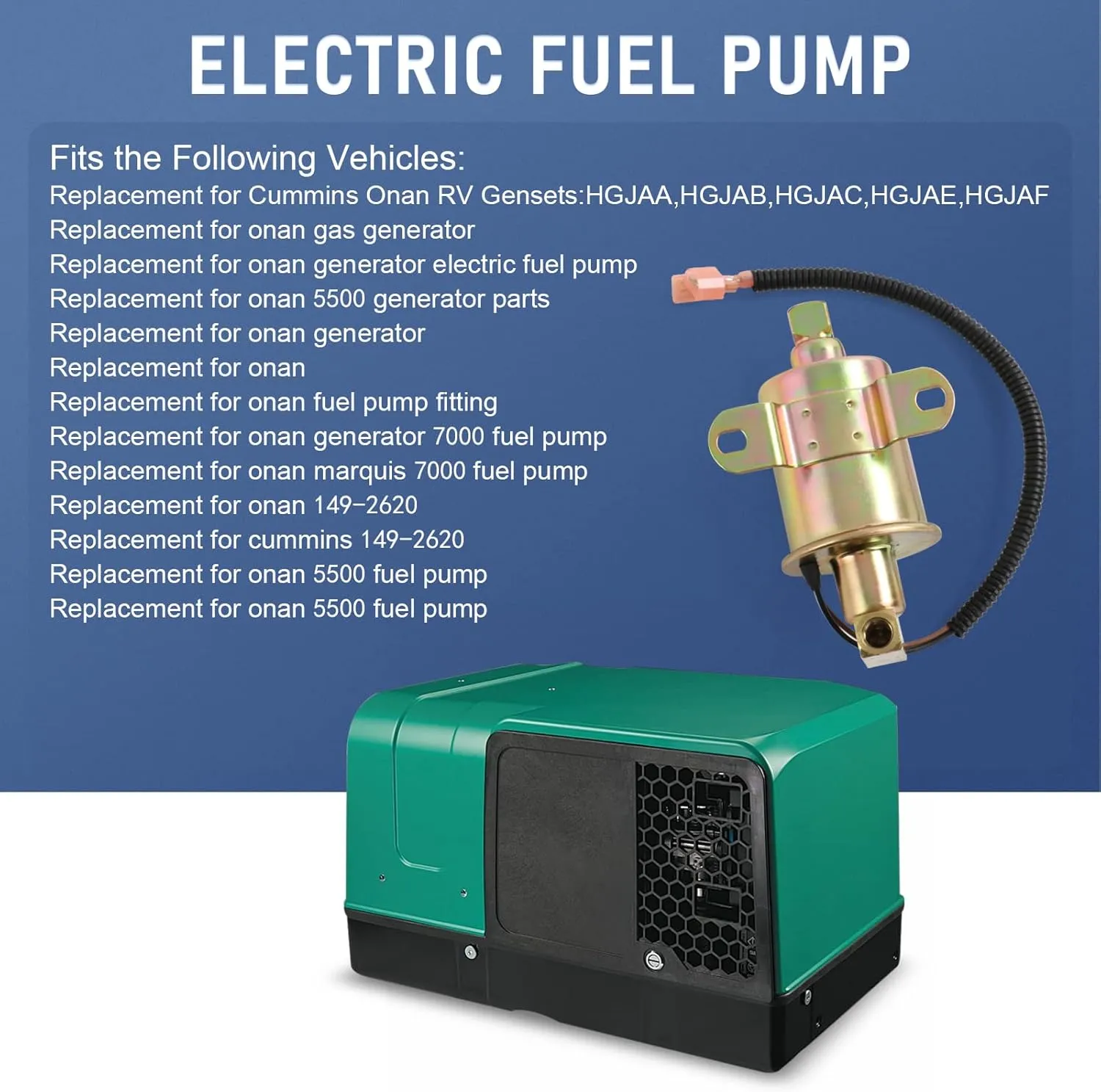 CARMOCAR Electrical Fuel Pump 149-2620 A029F887 A047N929 replacement for Onan Cummins