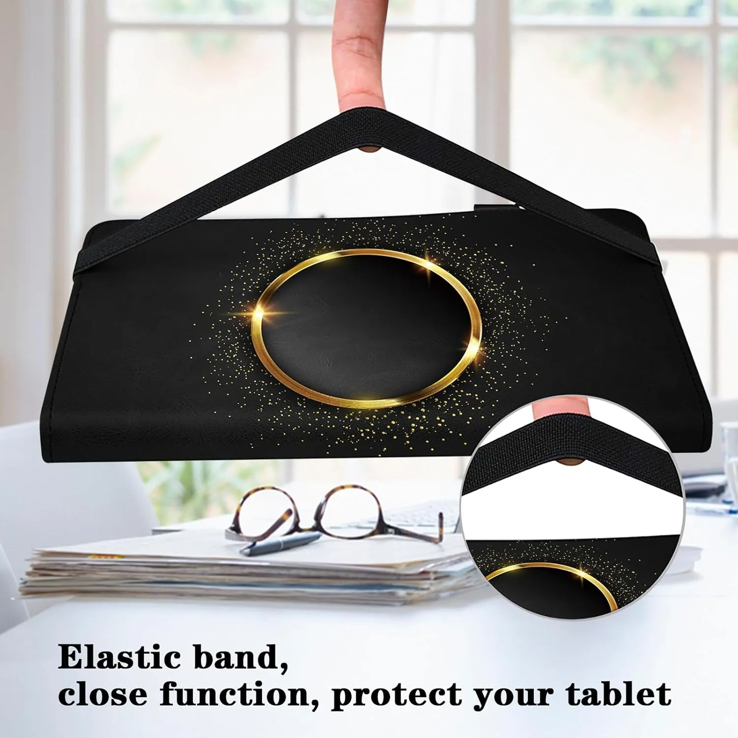 Case for Lenovo Tab M11 2024 11 inch,PU Leather Stand Flip Cover with Card Solts Elastic Band for Lenovo Tab M11 Tablet - Gold Hoop