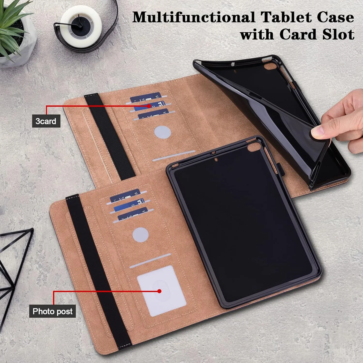 Case for Lenovo Tab M11 2024 11 inch,PU Leather Stand Flip Cover with Card Solts Elastic Band for Lenovo Tab M11 Tablet - Gold Hoop