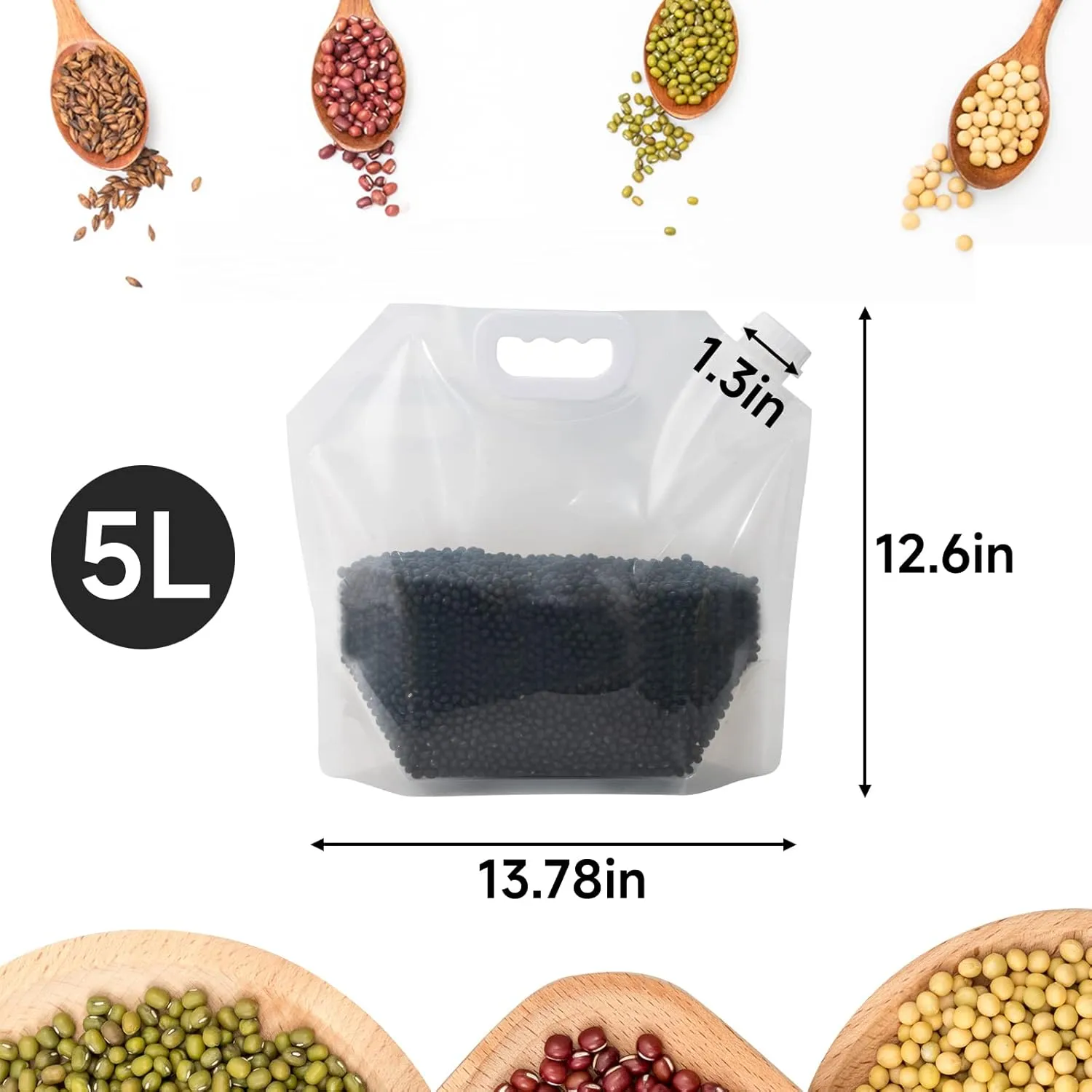 Cereal Storage Bag, Thickened 10PCS(5L)- Airtight Food Storage Containers with Lids Moisture Resistant Home Essentials. Pantry Organization and Storage for All Beans, Flour, Barley, Beer, Juice