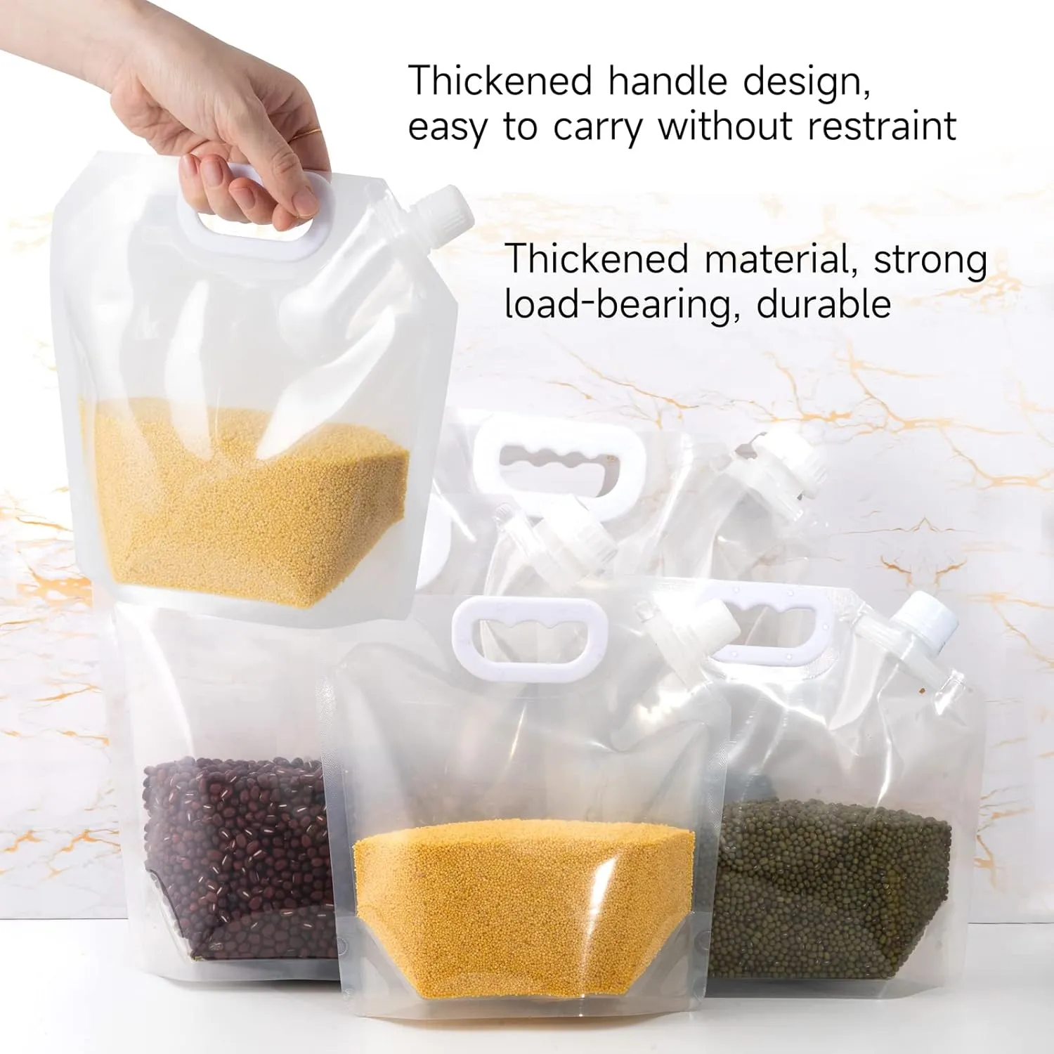 Cereal Storage Bag, Thickened 10PCS(5L)- Airtight Food Storage Containers with Lids Moisture Resistant Home Essentials. Pantry Organization and Storage for All Beans, Flour, Barley, Beer, Juice
