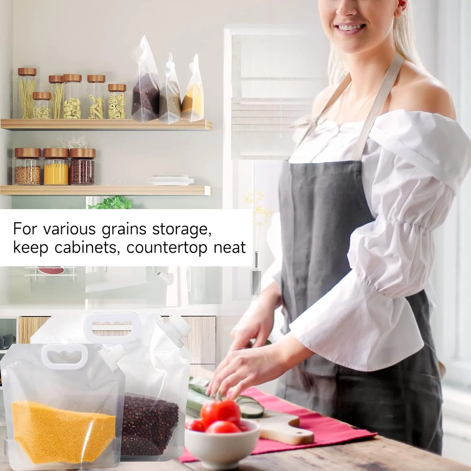 Cereal Storage Bag, Thickened 10PCS(5L)- Airtight Food Storage Containers with Lids Moisture Resistant Home Essentials. Pantry Organization and Storage for All Beans, Flour, Barley, Beer, Juice